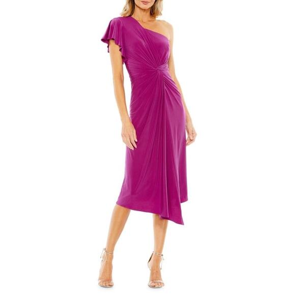 Mac Duggal A-Line One Shoulder Midi Length Dress Size 2 NWOT - Picture 1 of 11